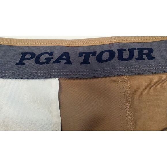 PGA TOUR Golf Shorts Chino SZ 38 Dark Tan 9" Inseam Polyester Pockets Comfort - Picture 6 of 7